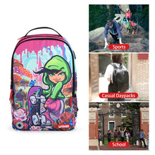 Graffiti School Backpack for Teen Girls with Bottle Side Pockets, Laptop Backpack with USB Charging Port,Computer Backpack for 15.6 Inch Laptop,Designer Backpack for High School Skateboard Girl