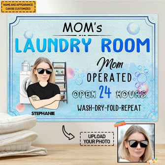 Custom Photo Laundry Room Sign - Gift For Mom Personalized Custom Classic Metal Signs