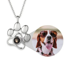 Dog Paw Pet Photo Inside Projection Necklace Silver MelodyNecklace