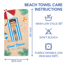 Good Times & Tan Lines - Beach Towel - Gift For Friend Personalized Custom Beach Towel