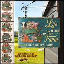 Farmhouse Green Life Is Better On The Farm Custom Classic Metal Signs-CUSTOMOMO