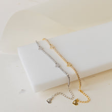 Diamond Pave Heart Bracelet - Silvery Gold Bracelet - Gift For Her