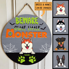 Halloween Welcome Door Signs, Gifts For Dog Lovers, Beware Cute Little Monster , Dog Mom Gifts