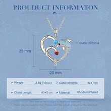 Personalized Heart Dolphin Necklace Custom 2 Birthstones Necklace for Her mylongingnecklace